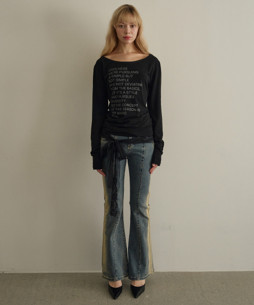 5OML(オーオーエムエル)の「レタリングルーズフィットロングスリーブ(ブラック)(Tシャツ/カットソー・レディース・ブラック・MEDIUM/LARGE)」の3枚目の写真