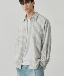 ALYSS（アリス）の「ポイントシアサッカーストライプシャツ[ホワイト]（シャツ/ブラウス）」