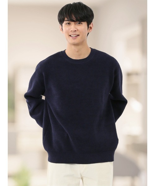 m.f.editorial(エムエフエディトリアル)の「【ハンドウォッシャブル ストレッチ】m.f.エディトリアル メンズ シェニールヤーン クルー ニット(ニット/セーター・メンズ・ライトグレー/ネイビー/ブラック/アイボリー・X-LARGE/MEDIUM/LARGE)」の4枚目の写真