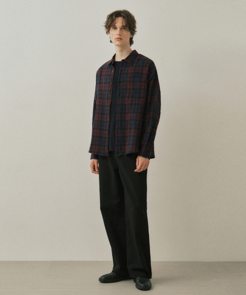 WEDNESDAY OASIS(ウェンズデーオアシス)の「フェイドグラデーションチェックシャツ_BURGUNDY(W25-SH04)(シャツ/ブラウス・メンズ・バーガンディー・MEDIUM/LARGE)」の3枚目の写真