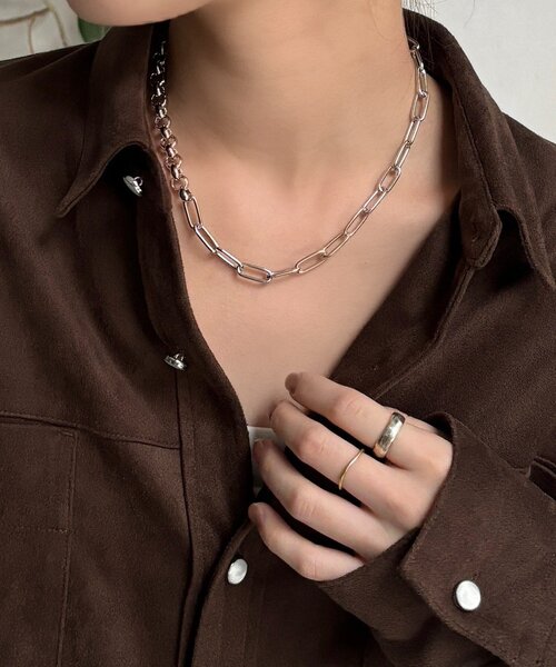 DouDou（ドゥドゥ）の「ミックスチェーンラリエット（ネックレス・レディース・シルバー/ゴールド・FREE）」の2枚目の写真