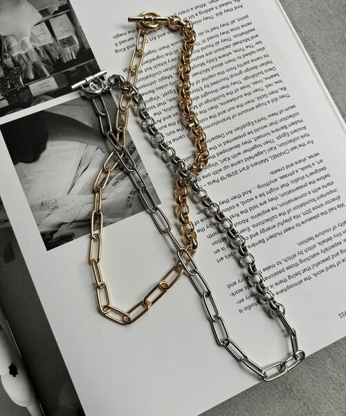 DouDou（ドゥドゥ）の「ミックスチェーンラリエット（ネックレス・レディース・シルバー/ゴールド・FREE）」の4枚目の写真