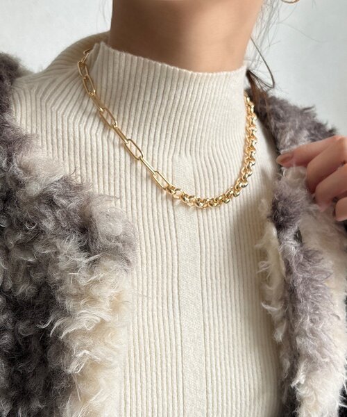 DouDou（ドゥドゥ）の「ミックスチェーンラリエット（ネックレス・レディース・シルバー/ゴールド・FREE）」の5枚目の写真