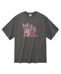 ハッピーブルドッグ 半袖Tシャツ グレー
