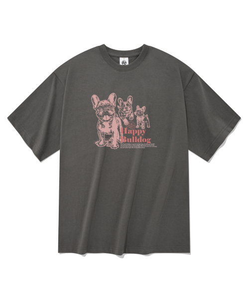 RADINEO(ラディネオ)の「ハッピーブルドッグ 半袖Tシャツ グレー(Tシャツ/カットソー・メンズ・その他・MEDIUM/LARGE/X-LARGE/SMALL)」の1枚目の写真