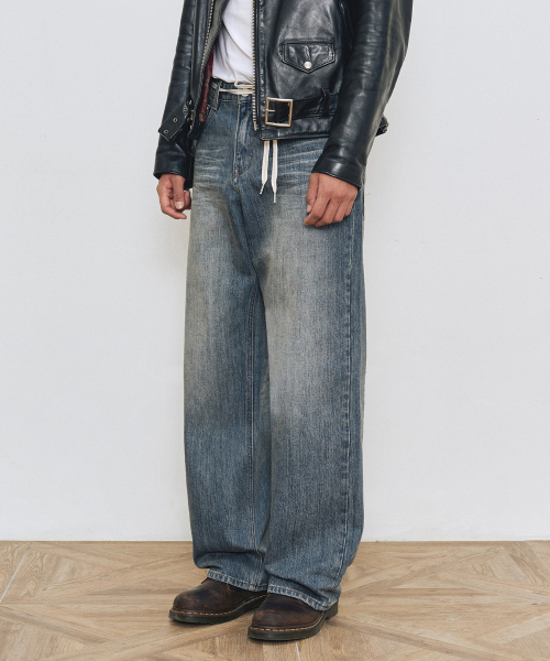 DECET（デケト）の「[KAIHARA JAPAN DENIM]Mid Rise Wide Jeans DCPT063Blue（デニムパンツ・メンズ・その他・30/32/34/26/28）」の2枚目の写真