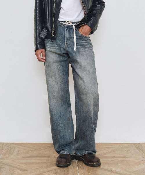 DECET（デケト）の「[KAIHARA JAPAN DENIM]Mid Rise Wide Jeans DCPT063Blue（デニムパンツ・メンズ・その他・30/32/34/26/28）」の4枚目の写真