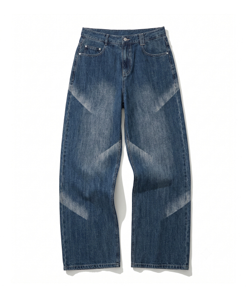 DECET(デケト)の「Diagonal Bleach Wide Jeans DCPT048BlueA(デニムパンツ・レディース・その他・26/28/30/32/34)」の1枚目の写真