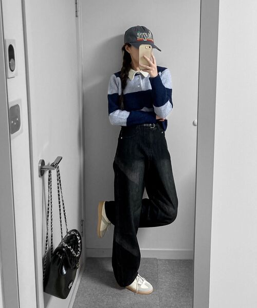 DECET(デケト)の「Diagonal Bleach Wide Jeans DCPT048BlueA(デニムパンツ・レディース・その他・26/28/30/32/34)」の4枚目の写真