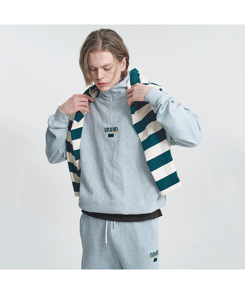 CLEVER FIELD(クレバーフィールド)の「ハーフジップ GRAND スウェットシャツ_グレー(スウェット・メンズ・ライトグレー・LARGE/X-LARGE)」の1枚目の写真
