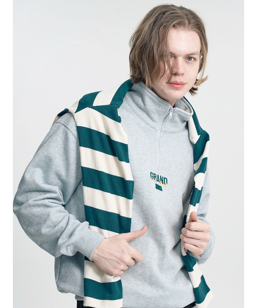 CLEVER FIELD(クレバーフィールド)の「ハーフジップ GRAND スウェットシャツ_グレー(スウェット・メンズ・ライトグレー・LARGE/X-LARGE)」の2枚目の写真