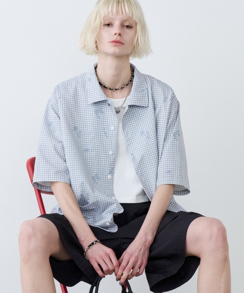 AIVER（アイバー）の「AIVER　ドットメッシュナイトカモS/Sシャツ（シャツ/ブラウス・メンズ・ブラック/オフホワイト・LARGE/MEDIUM/SMALL）」の3枚目の写真