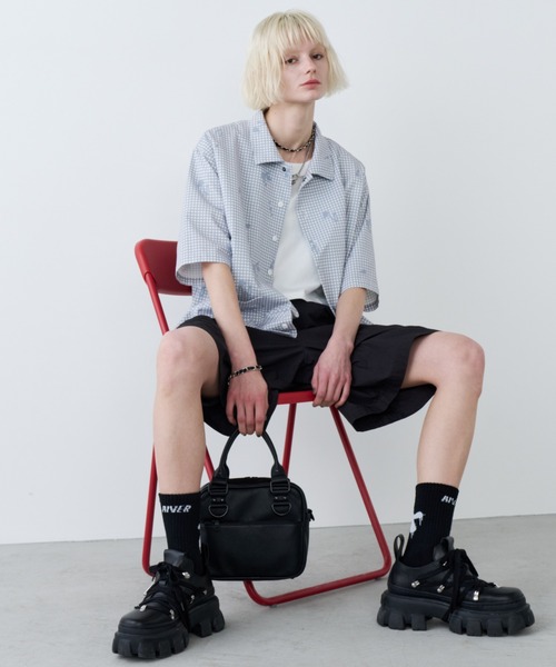 AIVER（アイバー）の「AIVER　ドットメッシュナイトカモS/Sシャツ（シャツ/ブラウス・メンズ・ブラック/オフホワイト・LARGE/MEDIUM/SMALL）」の6枚目の写真