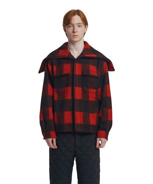 Check Hoodie Jacket_Red