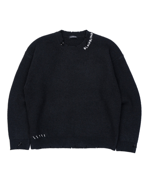 BLACK BLOND(ブラック ブロンド)の「ビビディ ハンドステッチロゴリブトスウェター (ブラック)(ニット/セーター・レディース・その他・MEDIUM/LARGE)」の1枚目の写真