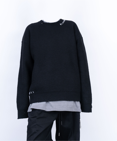 BLACK BLOND(ブラック ブロンド)の「ビビディ ハンドステッチロゴリブトスウェター (ブラック)(ニット/セーター・レディース・その他・MEDIUM/LARGE)」の3枚目の写真