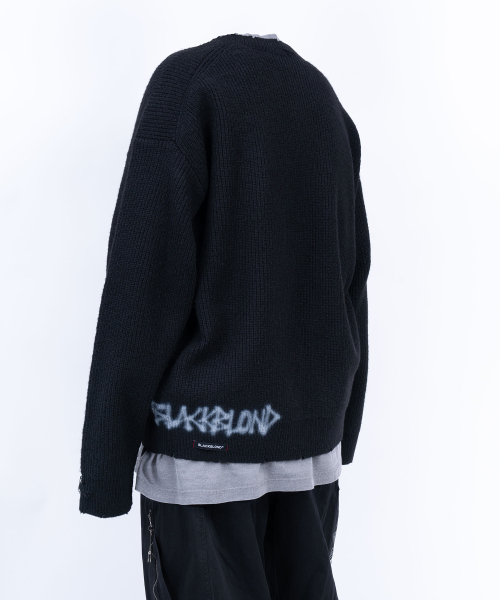 BLACK BLOND(ブラック ブロンド)の「ビビディ ハンドステッチロゴリブトスウェター (ブラック)(ニット/セーター・レディース・その他・MEDIUM/LARGE)」の4枚目の写真