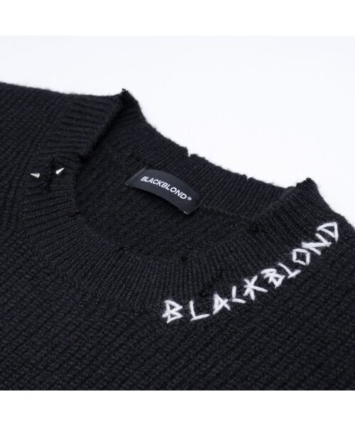 BLACK BLOND(ブラック ブロンド)の「ビビディ ハンドステッチロゴリブトスウェター (ブラック)(ニット/セーター・レディース・その他・MEDIUM/LARGE)」の6枚目の写真