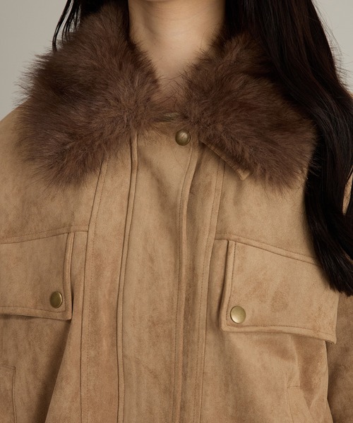 apres jour mignon(アプレジュールミニョン)の「【セット着用可能】スタッズ&フェイクファー付きブルゾン(テーラードジャケット・レディース・ベージュ/ブラウン系その他・LARGE/フリー)」の7枚目の写真