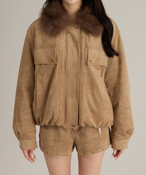 apres jour mignon(アプレジュールミニョン)の「【セット着用可能】スタッズ&フェイクファー付きブルゾン(テーラードジャケット・レディース・ベージュ/ブラウン系その他・LARGE/フリー)」の9枚目の写真