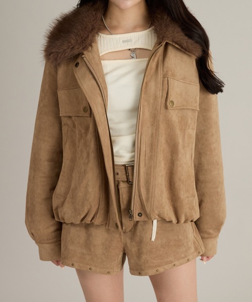 apres jour mignon(アプレジュールミニョン)の「【セット着用可能】スタッズ&フェイクファー付きブルゾン(テーラードジャケット・レディース・ベージュ/ブラウン系その他・LARGE/フリー)」の11枚目の写真
