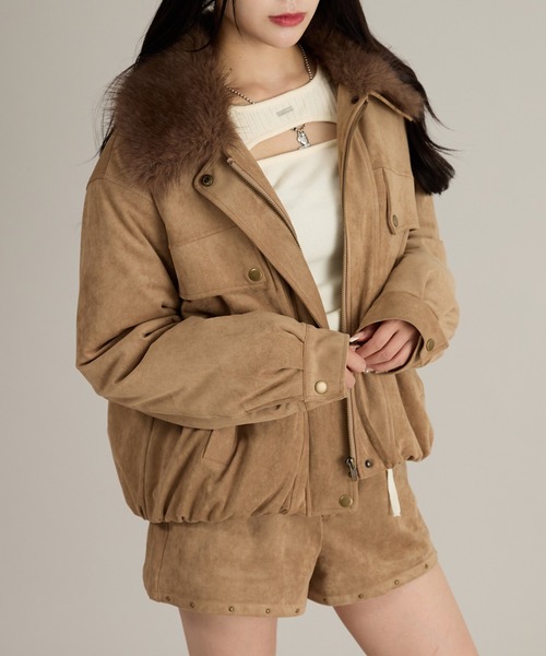 apres jour mignon(アプレジュールミニョン)の「【セット着用可能】スタッズ&フェイクファー付きブルゾン(テーラードジャケット・レディース・ベージュ/ブラウン系その他・LARGE/フリー)」の12枚目の写真