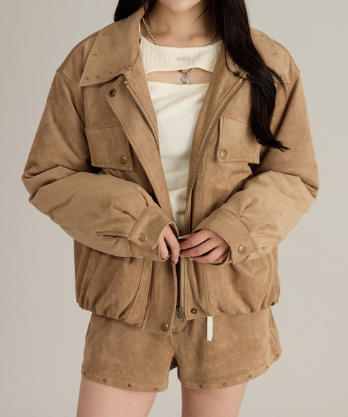 apres jour mignon(アプレジュールミニョン)の「【セット着用可能】スタッズ&フェイクファー付きブルゾン(テーラードジャケット・レディース・ベージュ/ブラウン系その他・LARGE/フリー)」の16枚目の写真