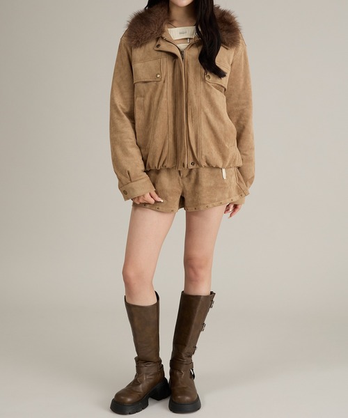 apres jour mignon(アプレジュールミニョン)の「【セット着用可能】スタッズ&フェイクファー付きブルゾン(テーラードジャケット・レディース・ベージュ/ブラウン系その他・LARGE/フリー)」の19枚目の写真