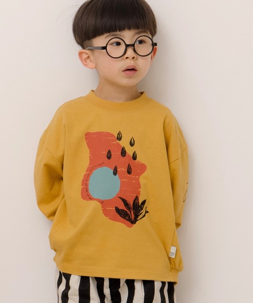 MAKE YOUR DAY（メイクユアデイ）の「抽象レイン柄変形長袖Tシャツ■80～140cm（Tシャツ/カットソー・キッズ・イエロー/グレー・80/90/100/110/120/130/140）」の6枚目の写真