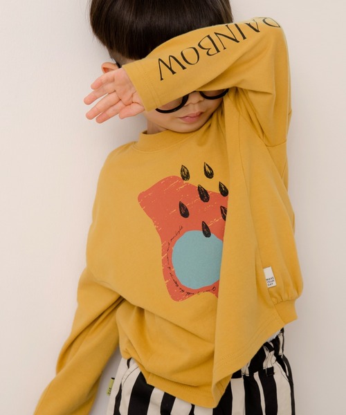 MAKE YOUR DAY（メイクユアデイ）の「抽象レイン柄変形長袖Tシャツ■80～140cm（Tシャツ/カットソー・キッズ・イエロー/グレー・80/90/100/110/120/130/140）」の7枚目の写真
