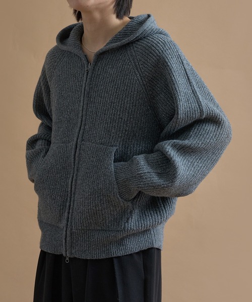 epnok（エプノック）の「メランジルーズニットジップフーディ（パーカー・メンズ・グレー/チャコールグレー/ダークブラウン/テラコッタ・SMALL/MEDIUM/LARGE）」の18枚目の写真