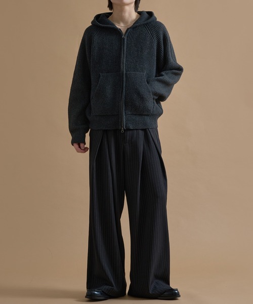 epnok（エプノック）の「メランジルーズニットジップフーディ（パーカー・メンズ・グレー/チャコールグレー/ダークブラウン/テラコッタ・SMALL/MEDIUM/LARGE）」の15枚目の写真