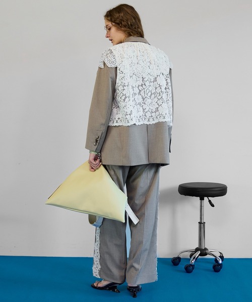 MAISON SPECIAL（メゾンスペシャル）の「Lace Vest Single Jacket/レースベストシングルジャケット（テーラードジャケット・レディース・ブラック/グレー/ベージュ・FREE）」の12枚目の写真