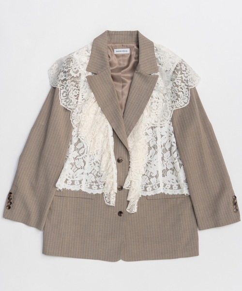 MAISON SPECIAL（メゾンスペシャル）の「Lace Vest Single Jacket/レースベストシングルジャケット（テーラードジャケット・レディース・ブラック/グレー/ベージュ・FREE）」の18枚目の写真