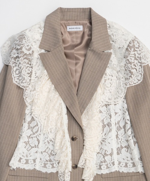 MAISON SPECIAL（メゾンスペシャル）の「Lace Vest Single Jacket/レースベストシングルジャケット（テーラードジャケット・レディース・ブラック/グレー/ベージュ・FREE）」の19枚目の写真