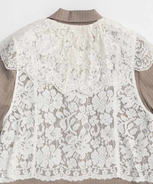 MAISON SPECIAL（メゾンスペシャル）の「Lace Vest Single Jacket/レースベストシングルジャケット（テーラードジャケット・レディース・ブラック/グレー/ベージュ・FREE）」の20枚目の写真