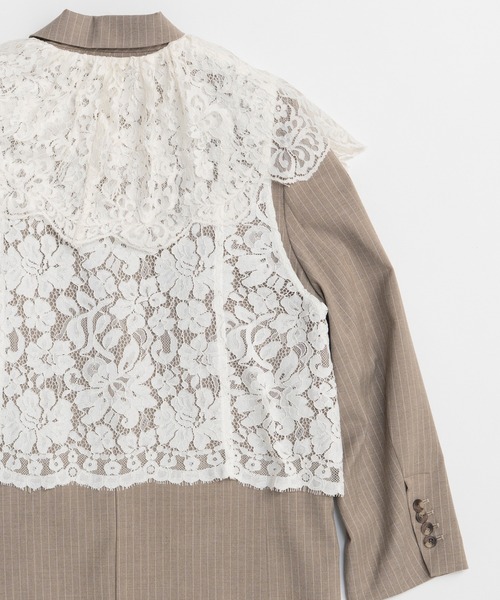 MAISON SPECIAL（メゾンスペシャル）の「Lace Vest Single Jacket/レースベストシングルジャケット（テーラードジャケット・レディース・ブラック/グレー/ベージュ・FREE）」の21枚目の写真