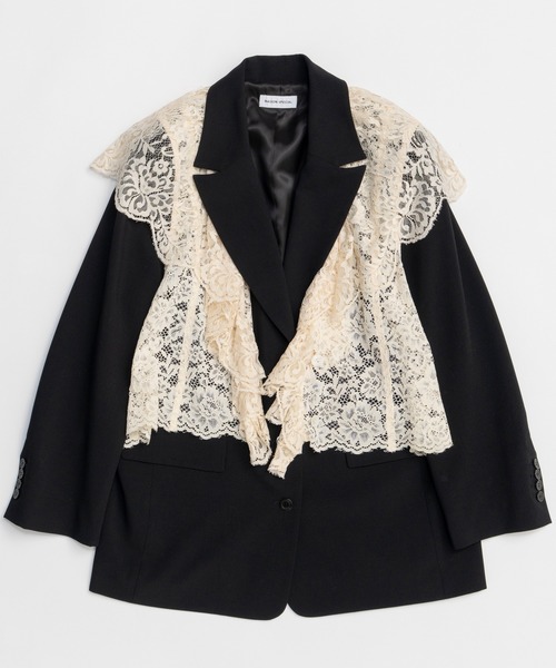 MAISON SPECIAL（メゾンスペシャル）の「Lace Vest Single Jacket/レースベストシングルジャケット（テーラードジャケット・レディース・ブラック/グレー/ベージュ・FREE）」の14枚目の写真