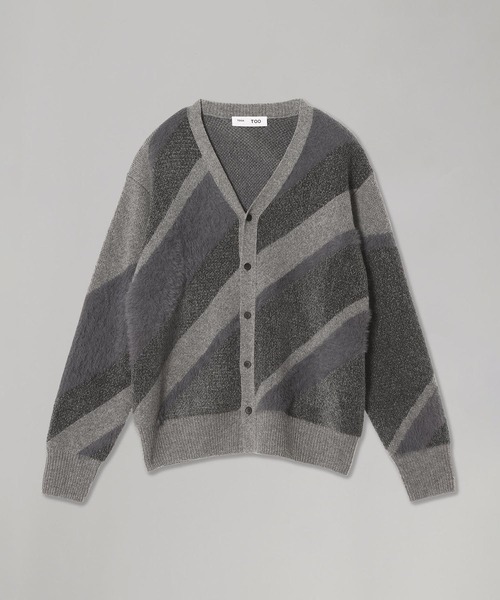 TOGA PULLA（トーガ　プルラ）の「TOGA PULLA Regimental knit cardigan TZ252-XO966（カーディガン/ボレロ・レディース・ブラック/グレー・MEDIUM）」の2枚目の写真