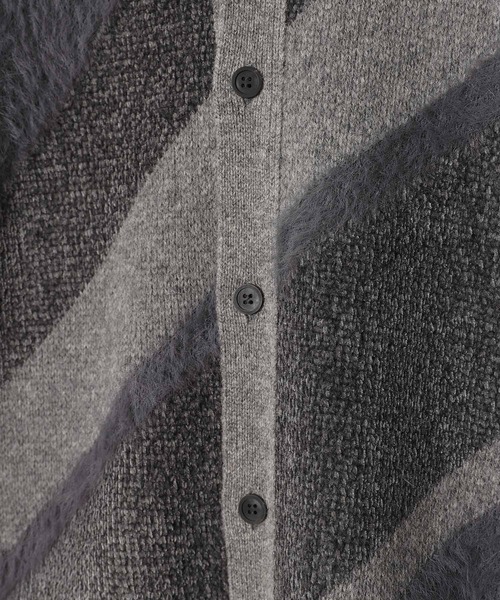 TOGA PULLA（トーガ　プルラ）の「TOGA PULLA Regimental knit cardigan TZ252-XO966（カーディガン/ボレロ・レディース・ブラック/グレー・MEDIUM）」の5枚目の写真