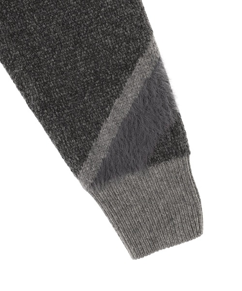 TOGA PULLA（トーガ　プルラ）の「TOGA PULLA Regimental knit cardigan TZ252-XO966（カーディガン/ボレロ・レディース・ブラック/グレー・MEDIUM）」の7枚目の写真