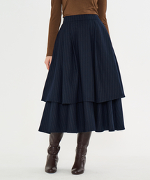 MET Wool Tiered Long Skirt Stripe