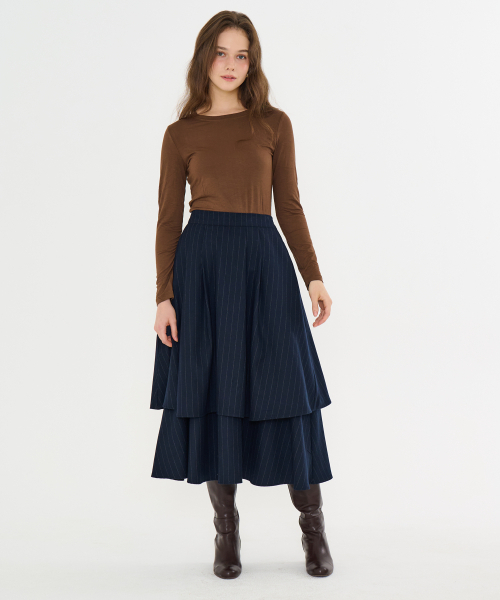 METAPHER(メタファ)の「MET Wool Tiered Long Skirt Stripe(スカート・レディース・その他・FREE)」の2枚目の写真