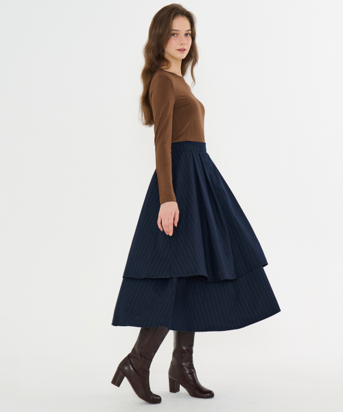 METAPHER(メタファ)の「MET Wool Tiered Long Skirt Stripe(スカート・レディース・その他・FREE)」の3枚目の写真