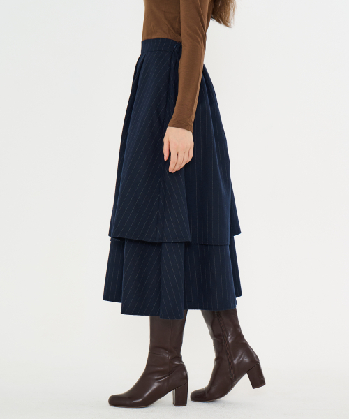 METAPHER(メタファ)の「MET Wool Tiered Long Skirt Stripe(スカート・レディース・その他・FREE)」の4枚目の写真