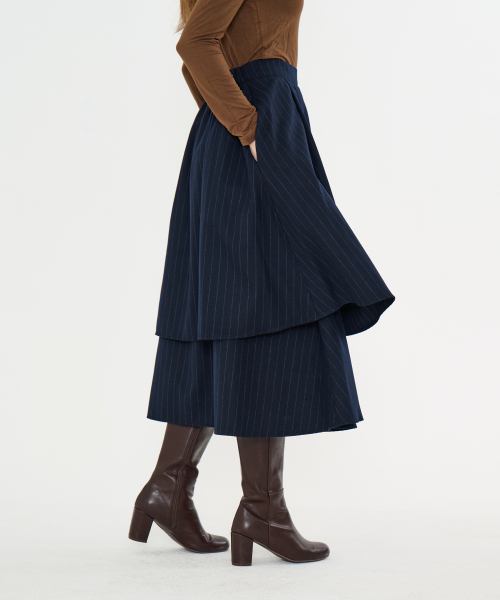 METAPHER(メタファ)の「MET Wool Tiered Long Skirt Stripe(スカート・レディース・その他・FREE)」の5枚目の写真