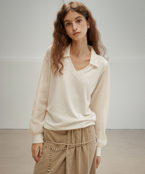 JERSEY SHIRTS TOP [ CREAM ]
