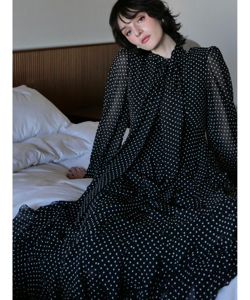 セール】ADELE DOT CIFFON TIE DRESS（ワンピース）｜AMOMMA（アモマ