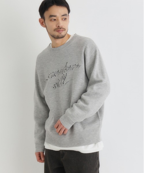 BACK NUMBER（バックナンバー）の「BACK NUMBER(バックナンバー)【メンズ】アクリルロゴクルーネックセーター（ニット/セーター・メンズ・ブラック/ネイビー/ライトグレー・M/XL/L）」の12枚目の写真
