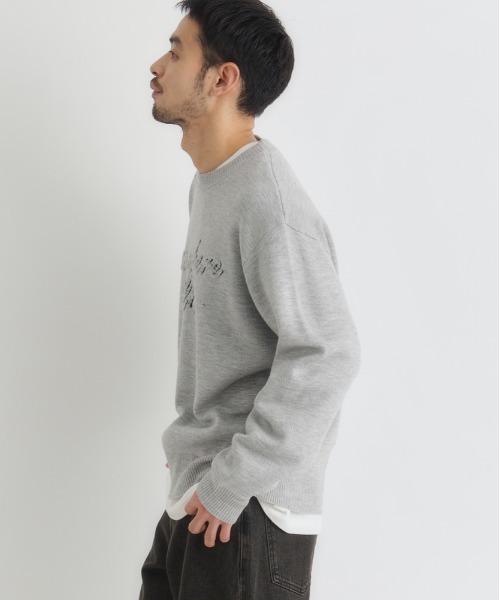 BACK NUMBER（バックナンバー）の「BACK NUMBER(バックナンバー)【メンズ】アクリルロゴクルーネックセーター（ニット/セーター・メンズ・ブラック/ネイビー/ライトグレー・M/XL/L）」の13枚目の写真